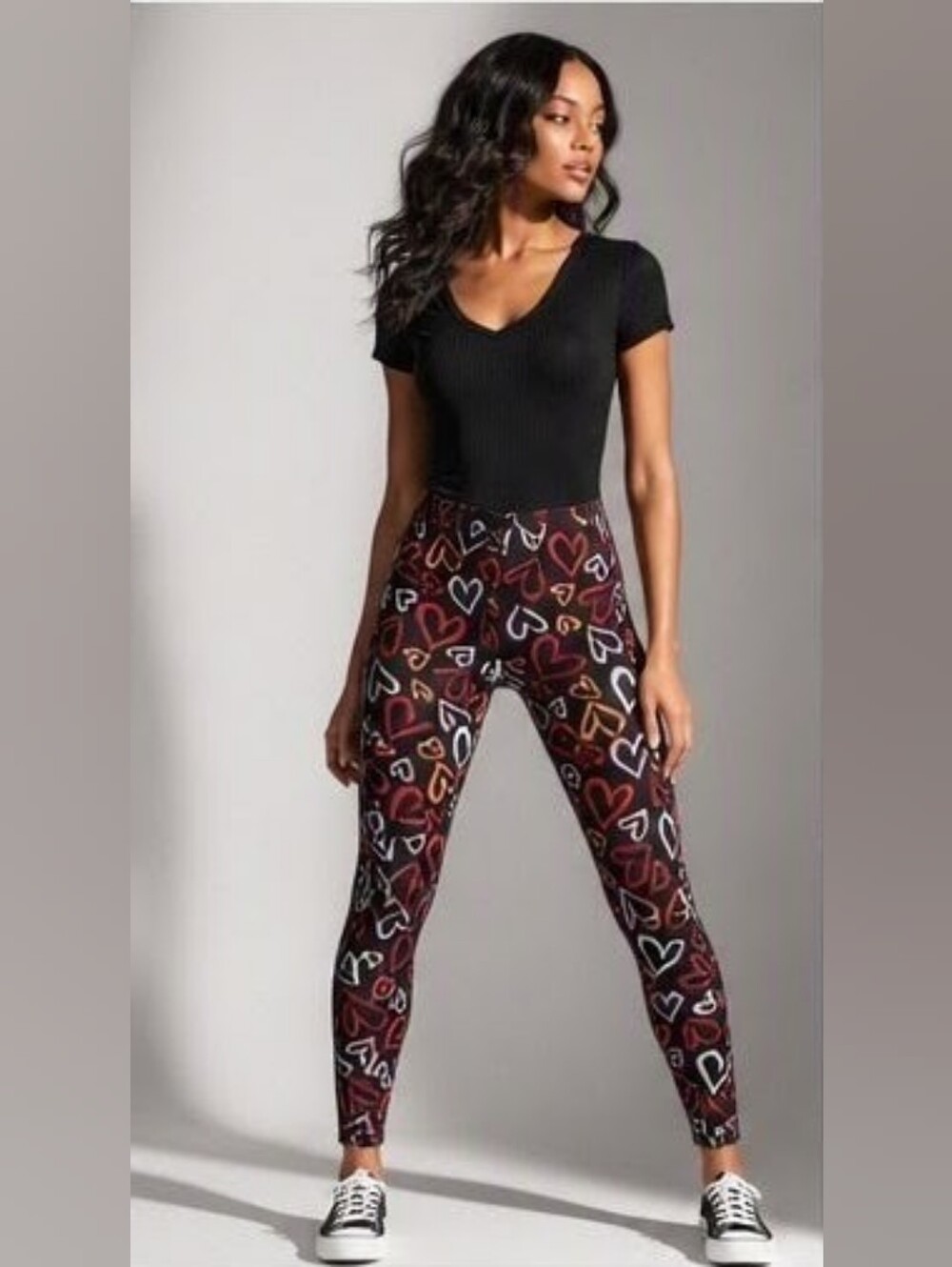 No Boundaries Multicolor Heart Print Leggings